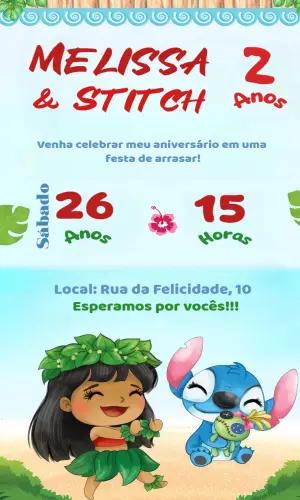 Convite de Aniversário Lilo e Stitch para Editar Online