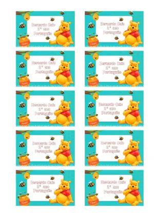 Etiqueta Escolar Ursinho Pooh e Abelhas Modelo Editável