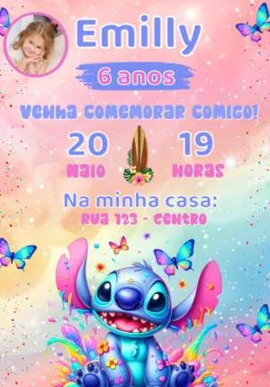 Convite de Aniversário Stitch com Foto para Editar Online