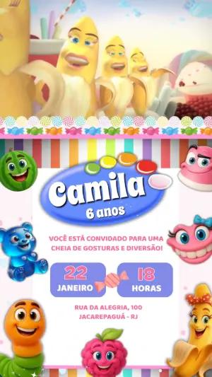 Convite Animado de Aniversário Fini para Editar e Enviar