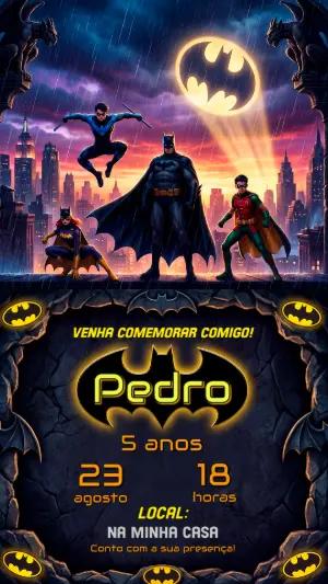 Convite Digital Batman Modelo Editável