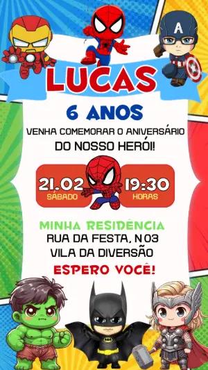 Convite Digital Super-Heróis Baby para Aniversário Editável
