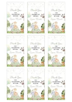 Cute Safari Animals Editable Thank You Tag Template