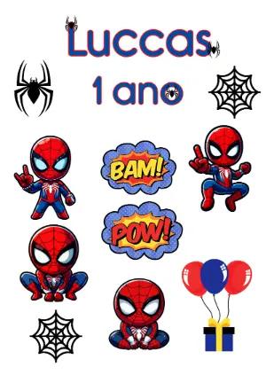 Topo de Bolo Homem Aranha Baby para Editar e Imprimir