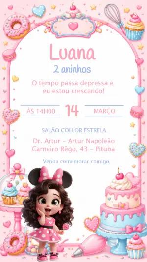 Convite Infantil Menina Tema Doceria Candy para Editar