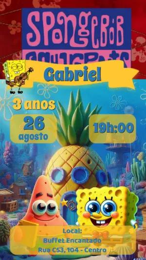 Convite Animado Bob Esponja: Vídeo para Aniversário Infantil