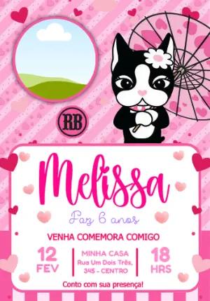 Convite de Aniversário Rebecca Bonbon Editável