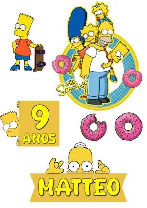 Topo de Bolo Os Simpsons Editável para Aniversário Divertido