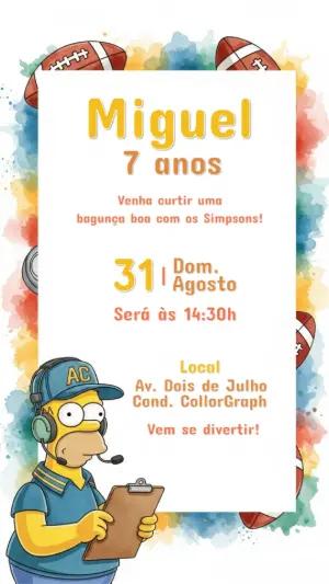 Convite de Aniversário Os Simpsons com Homer para Editar Online