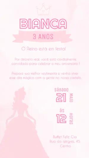 Convite Animado Aniversário de Princesa Rosa para Editar