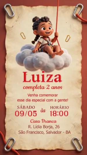 Convite de Aniversário Alpinista Menina Editável