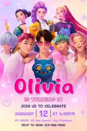 K-Pop Demon Hunter Birthday Invitation | Editable Template