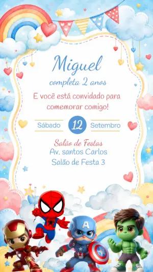 Convite de Aniversário Vingadores Baby Editável