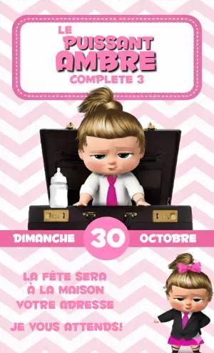 Invitation Anniversaire Baby Boss Fille à Modifier en Ligne