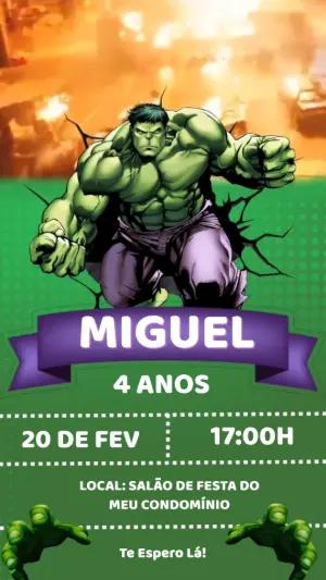 Convite Animado Aniversário Hulk para Editar Online