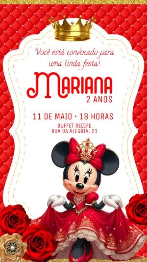 Convite de Aniversário Minnie Realeza para Editar Online