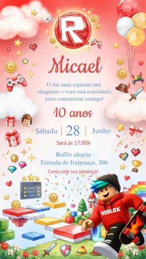 Convite de Aniversário Roblox Aquarela para Editar Online