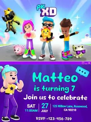 Vibrant PK XD Birthday Invitation Editable Template