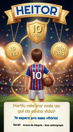 Convite de Aniversário Futebol Infantil para Editar