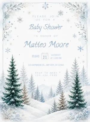 Winter Wonderland Baby Shower Editable Invitation