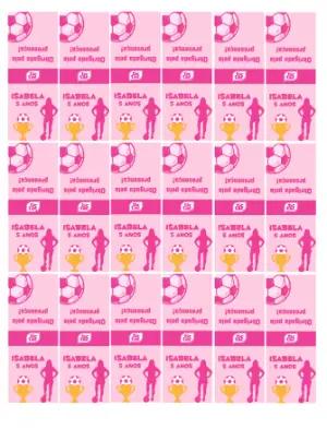 Rótulo Tic Tac Futebol Feminino Rosa Editável para Aniversário