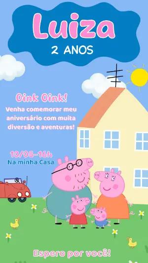 Convite de Aniversário Peppa Pig para Editar Online