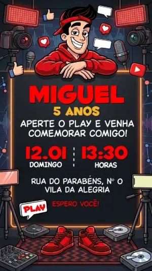 Convite de Aniversário Enaldinho Youtuber Editável