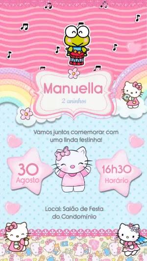 Convite Animado Aniversário Hello Kitty para Editar Online
