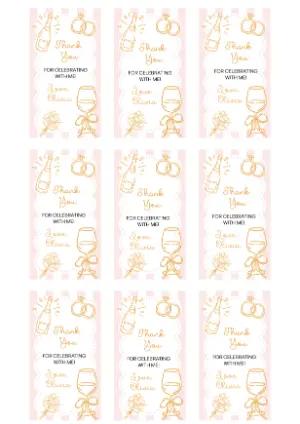 Elegant Wedding Favor Tag Template - Pink & Gold Editable Design