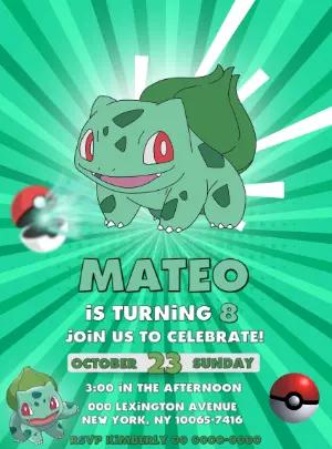Bulbasaur Pokémon Birthday Invitation to Edit Online