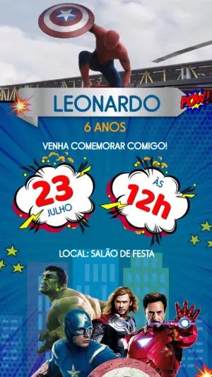 Convite Animado Vingadores para Aniversário para Editar