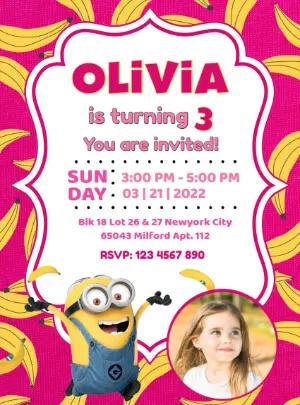 Fun Minions Birthday Party Invitation | Editable Digital Template with photo