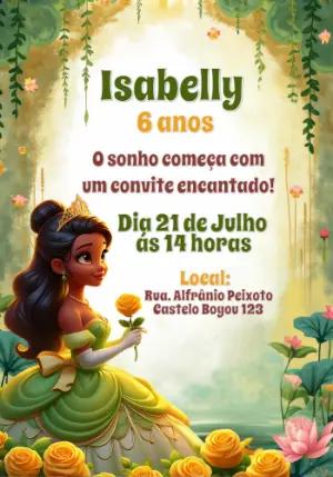 Convite de Aniversário Princesa e o Sapo para Editar Online