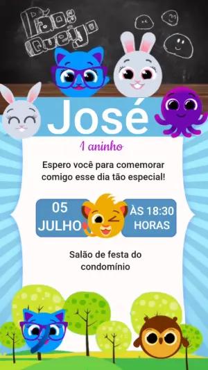 Convite Animado Aniversário Bolofofos para Editar Online