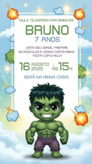 Convite de Aniversário do Hulk para Editar Online