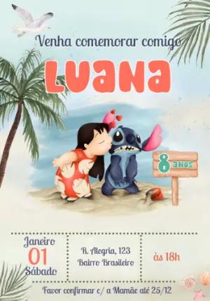 Convite de Aniversário Lilo e Stitch para Editar Online
