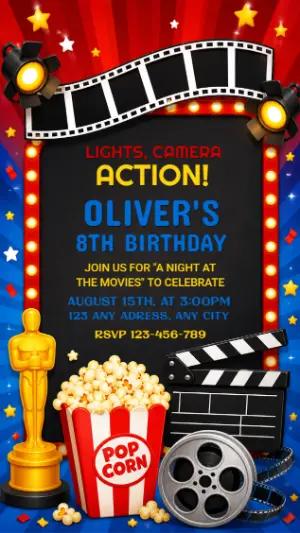 Movie Night Birthday Invitation Editable Template