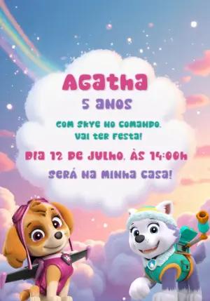 Convite Aniversário Skye e Everest Patrulha Canina para Editar