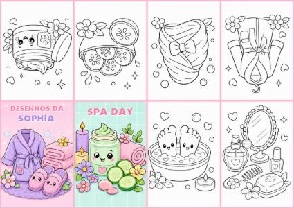 Mini Livrinho Spa Day para Colorir | Modelo Editável