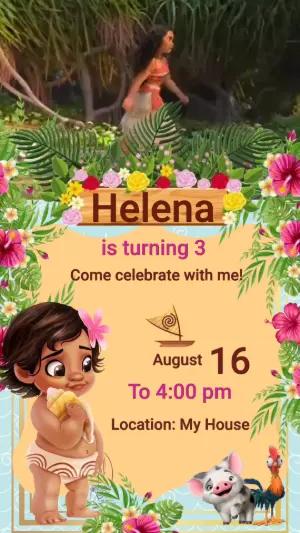 Moana Animated Birthday Invitation Editable Video Template