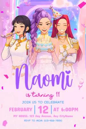 K-Pop Demon Hunter Birthday Invitation | Editable Digital Template