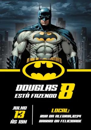 Convite de Aniversário Batman para Editar Online