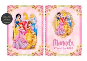 Capa de Agenda Princesas Disney Editável para Imprimir