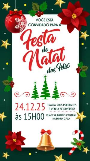Convite de Festa de Natal Tradicional para Editar Online