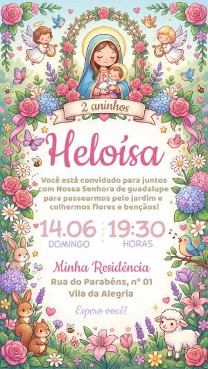 Convite de Aniversário Jardim de Nossa Senhora Editável