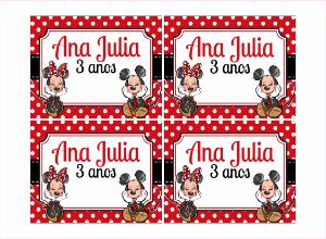 Etiqueta Minnie e Mickey para Marmita Editável Online