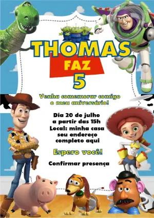 Convite de Aniversário Toy Story com Personagens para Editar