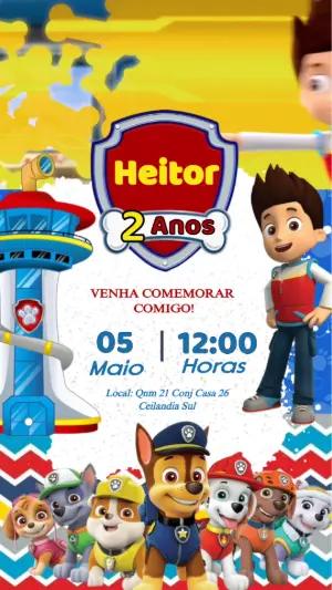 Convite Animado Aniversário Patrulha Canina para Editar Online