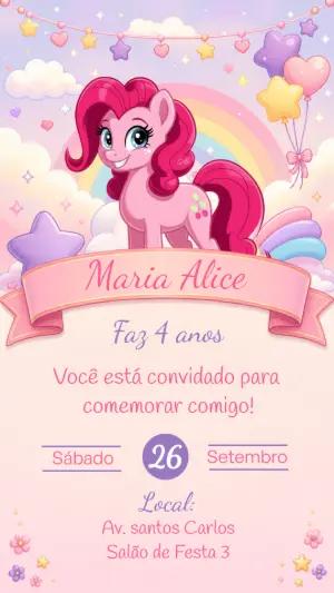 Convite de Aniversário My Little Pony Editável para Festa Infantil