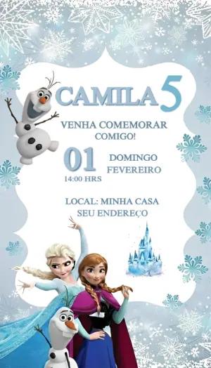 Convite de Aniversário Digital Tema Frozen para Editar